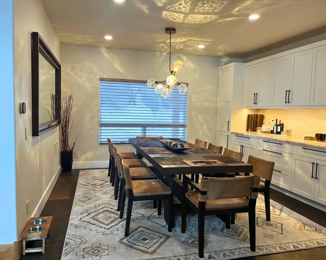 Window treatments installation in living area